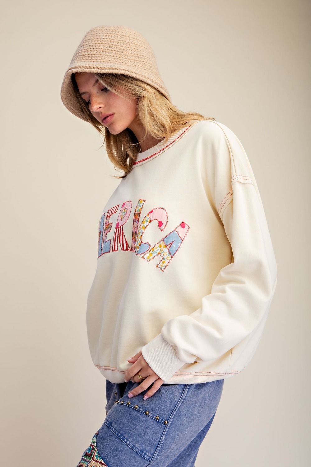 Stars & Stitches America Patch Washed Terry Pullover - Westly