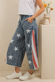 Stars & Stripes Patchwork Denim Pants - Westly