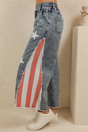 Stars & Stripes Patchwork Denim Pants - Westly