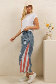 Stars & Stripes Patchwork Denim Pants - Westly