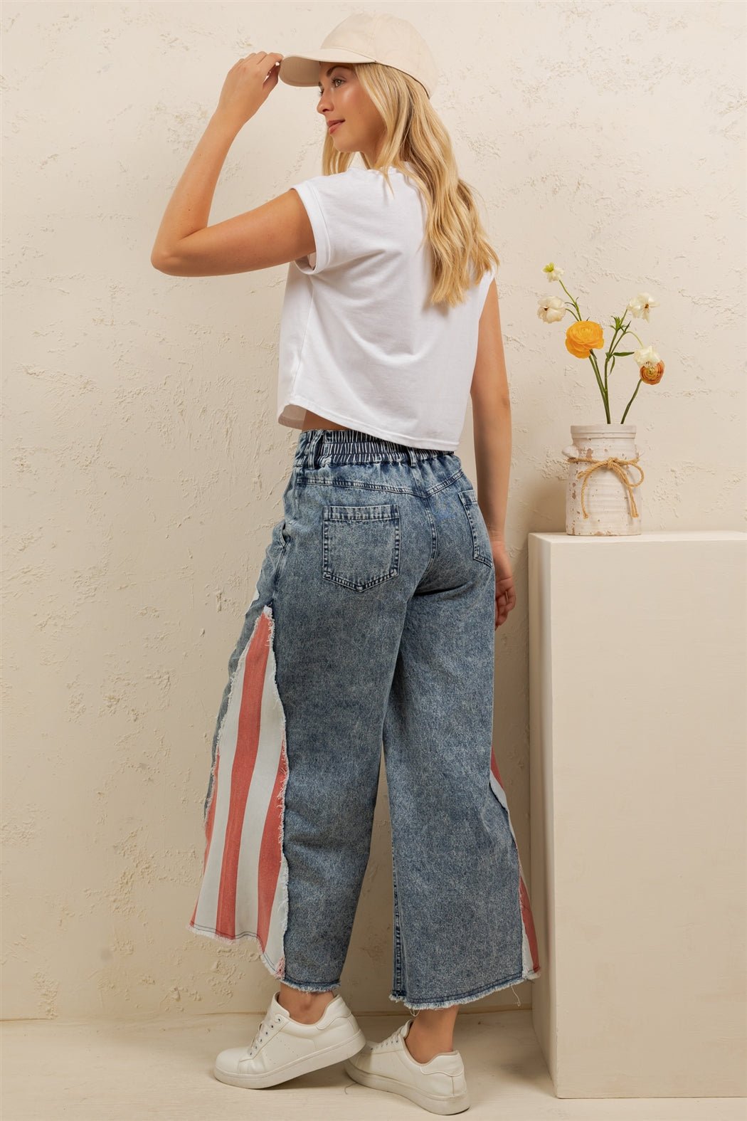 Stars & Stripes Patchwork Denim Pants - Westly