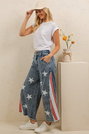 Stars & Stripes Patchwork Denim Pants - Westly