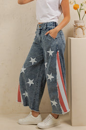 Stars & Stripes Patchwork Denim Pants - Westly