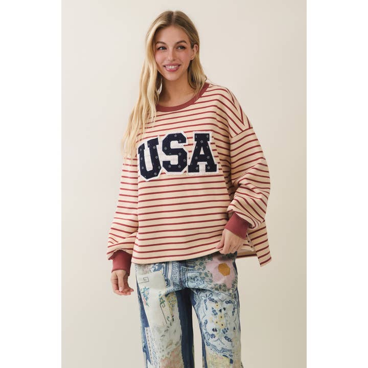 Stateside Striped USA Patch Sweatshirt - Westly