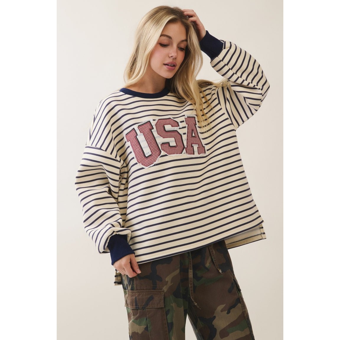 Stateside Striped USA Patch Sweatshirt - Westly