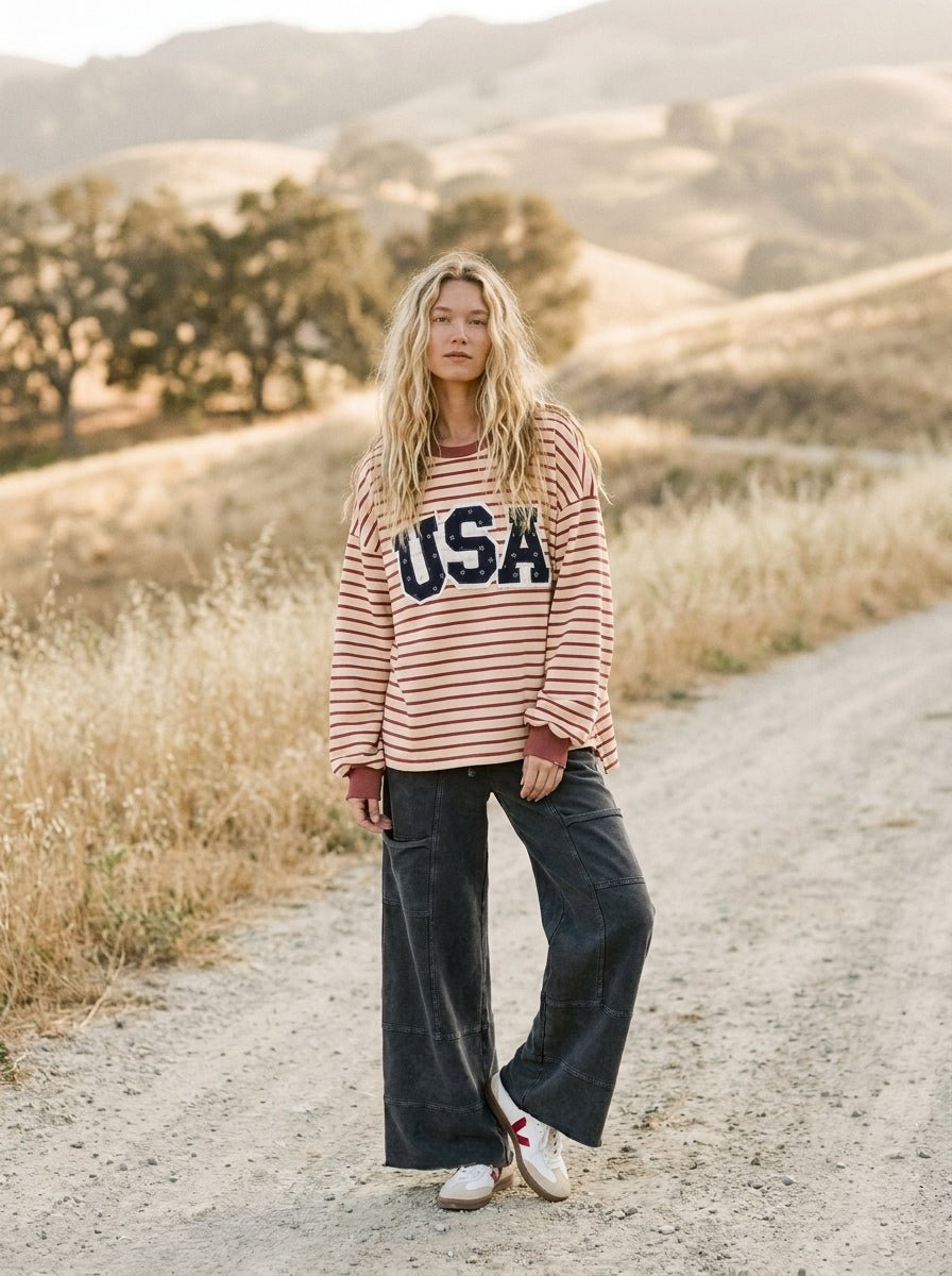 Stateside Striped USA Patch Sweatshirt - Westly