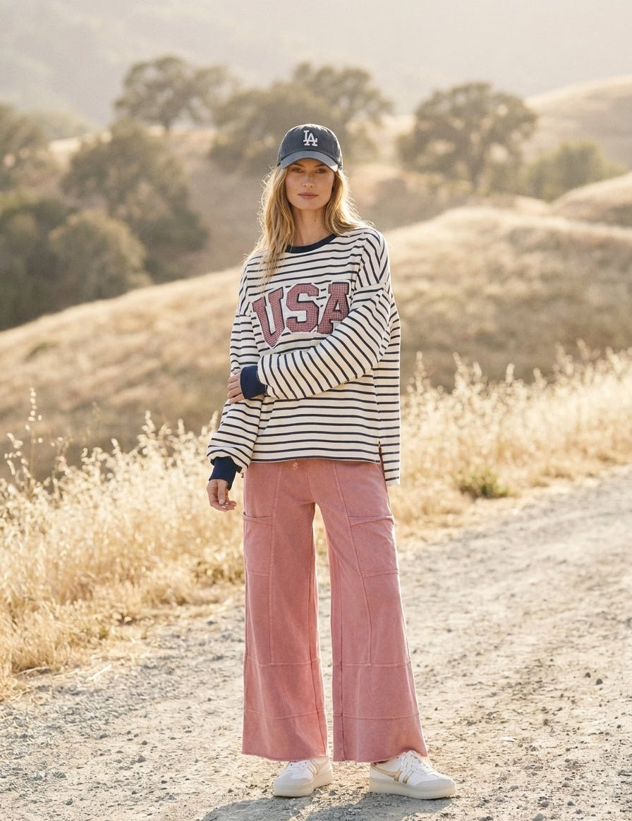 Stateside Striped USA Patch Sweatshirt - Westly