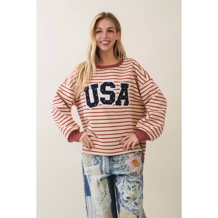 Stateside Striped USA Patch Sweatshirt - Westly