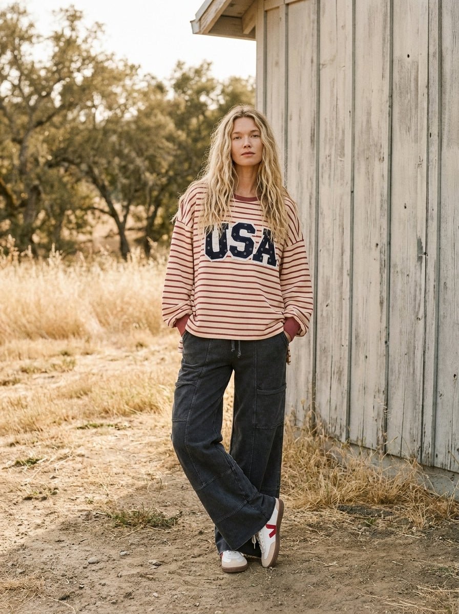 Stateside Striped USA Patch Sweatshirt - Westly
