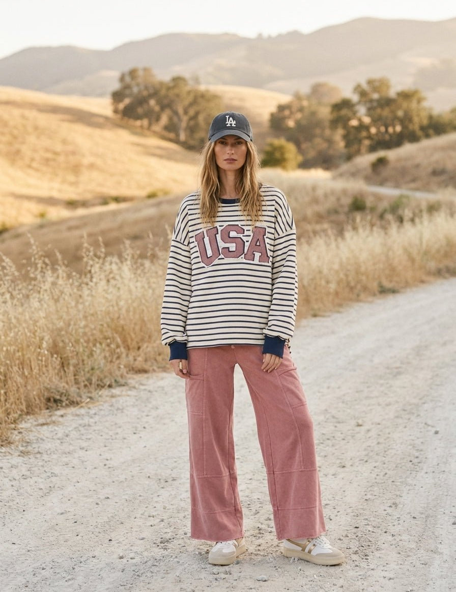 Stateside Striped USA Patch Sweatshirt - Westly