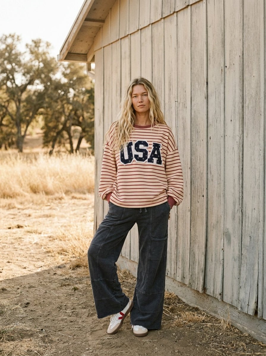 Stateside Striped USA Patch Sweatshirt - Westly