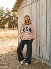 Stateside Striped USA Patch Sweatshirt - Westly