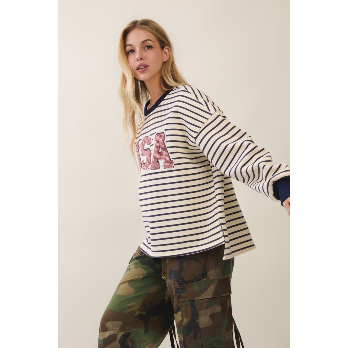 Stateside Striped USA Patch Sweatshirt - Westly