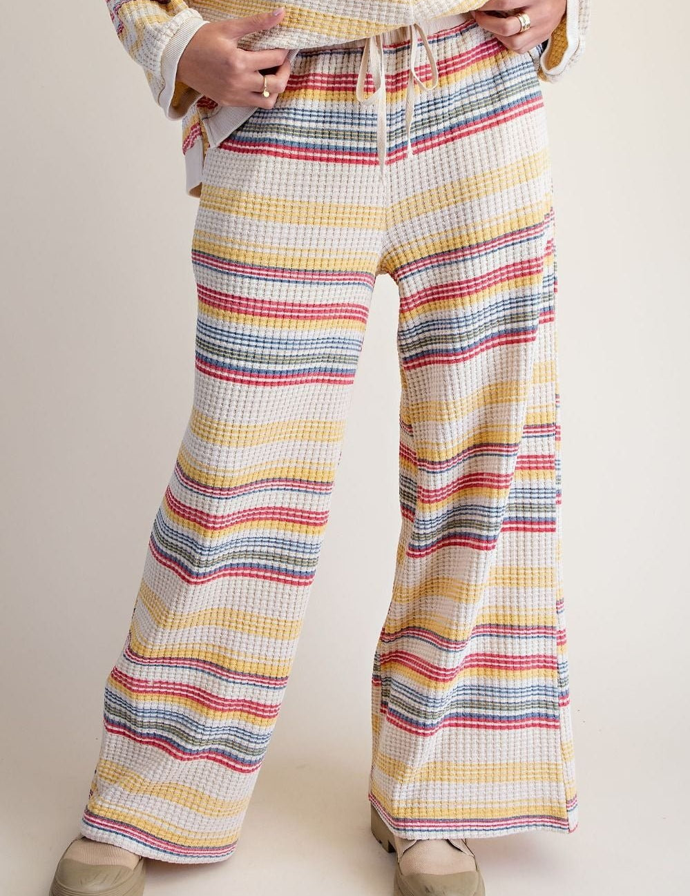 Staycation Striped Thermal Washed Pants - Westly