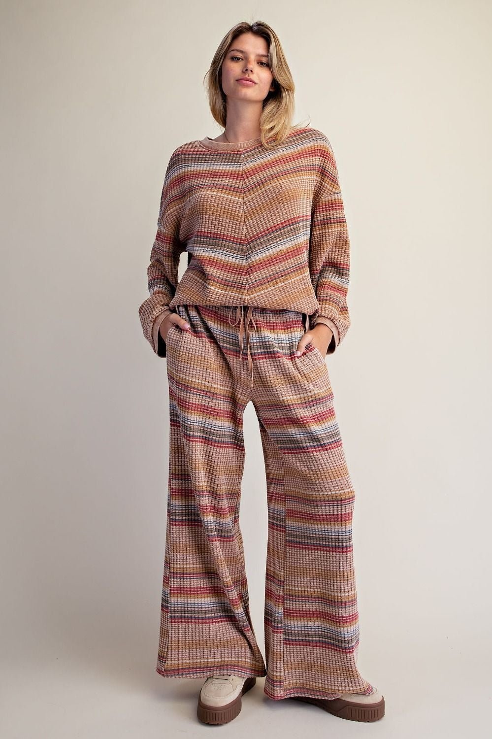 Staycation Striped Thermal Washed Pants - Westly