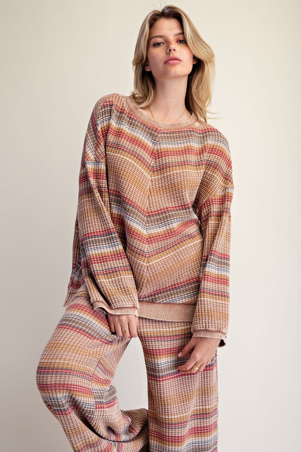 Staycation Striped Thermal Washed Top - Westly