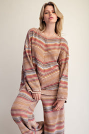 Staycation Striped Thermal Washed Top - Westly