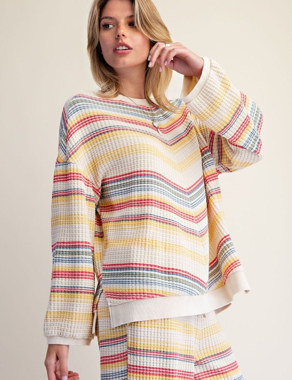 Staycation Striped Thermal Washed Top - Westly