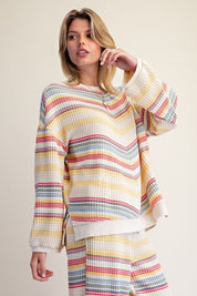 Staycation Striped Thermal Washed Top - Westly