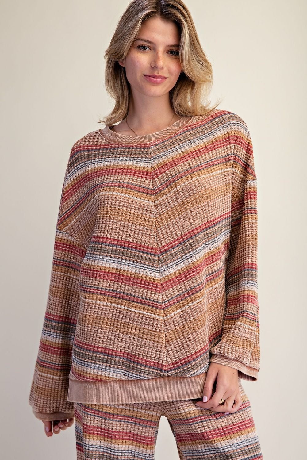 Staycation Striped Thermal Washed Top - Westly