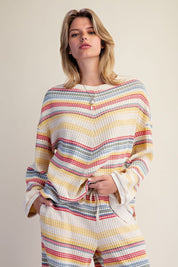 Staycation Striped Thermal Washed Top - Westly