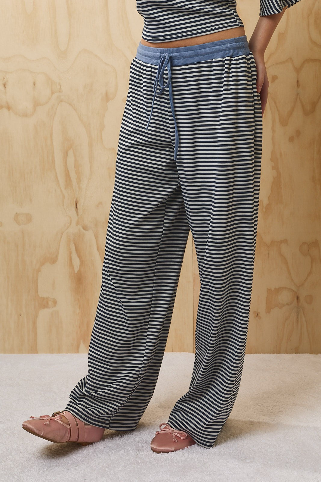 Still Hours Striped Lounge Pants - Ivory Navy Stripe
