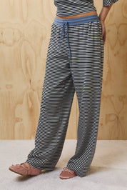 Still Hours Striped Lounge Pants - Ivory Navy Stripe