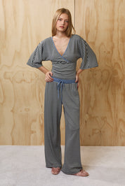 Still Hours Striped Lounge Pants - Ivory Navy Stripe