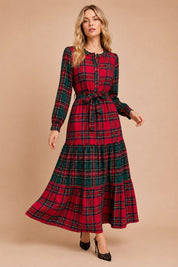 Stirling Mixed Plaid Tiered Maxi Dress - Westly
