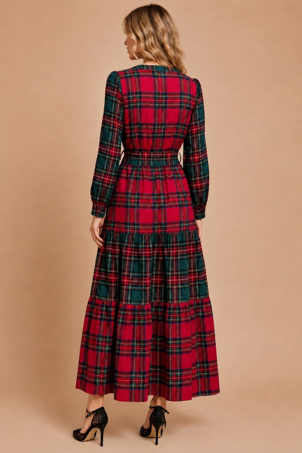 Stirling Mixed Plaid Tiered Maxi Dress - Westly