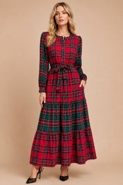 Stirling Mixed Plaid Tiered Maxi Dress - Westly