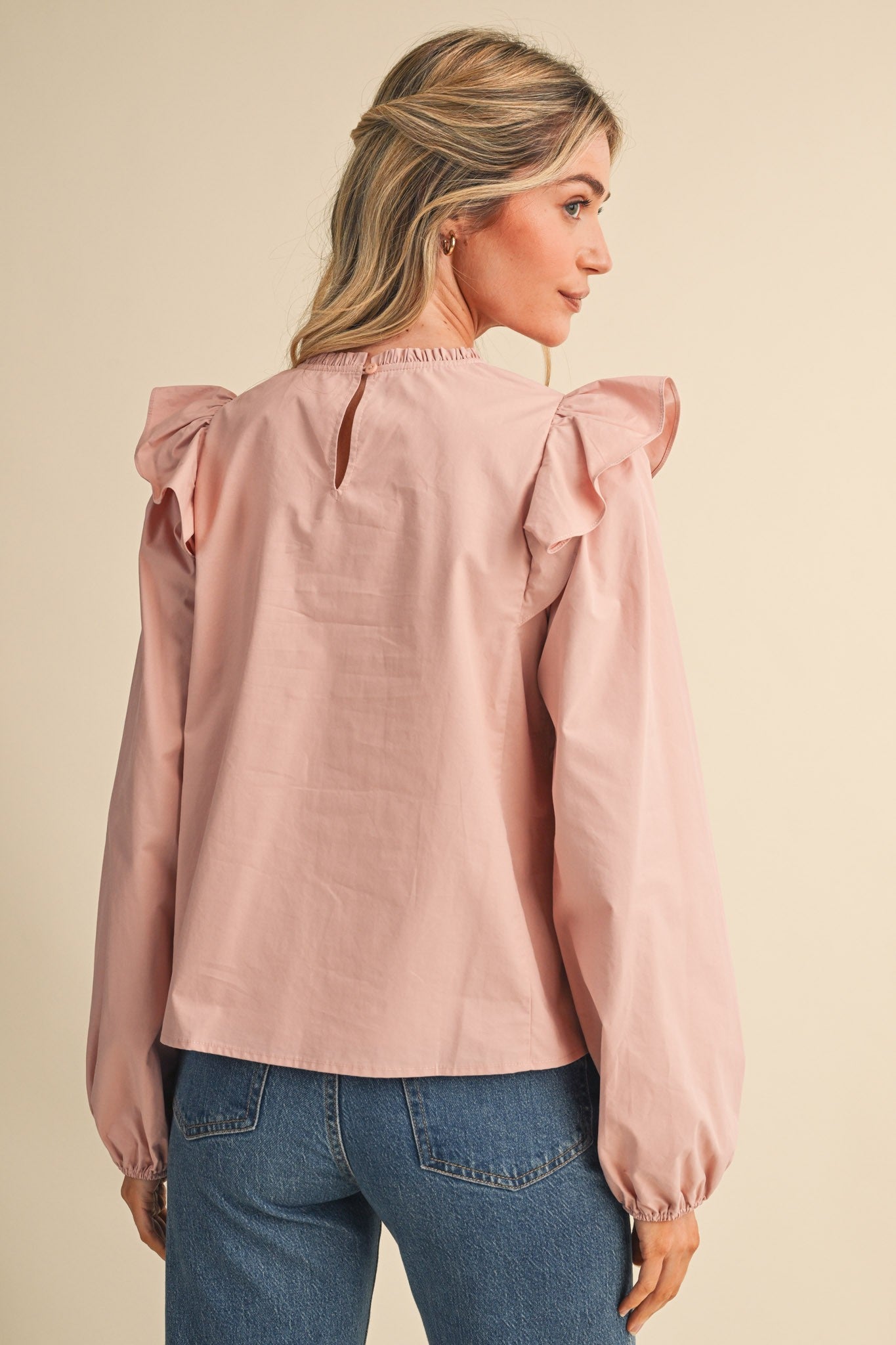 Stitch in Time Floral Cross Stitch Ruffle Top in Dusty Rose, photo 9