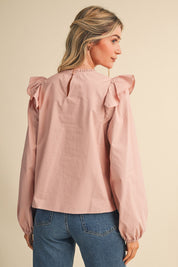Stitch in Time Floral Cross Stitch Ruffle Top in Dusty Rose, photo 9