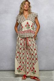 Storybook V - Neck Floral Pattern Ruffle Sleeve Top - Westly