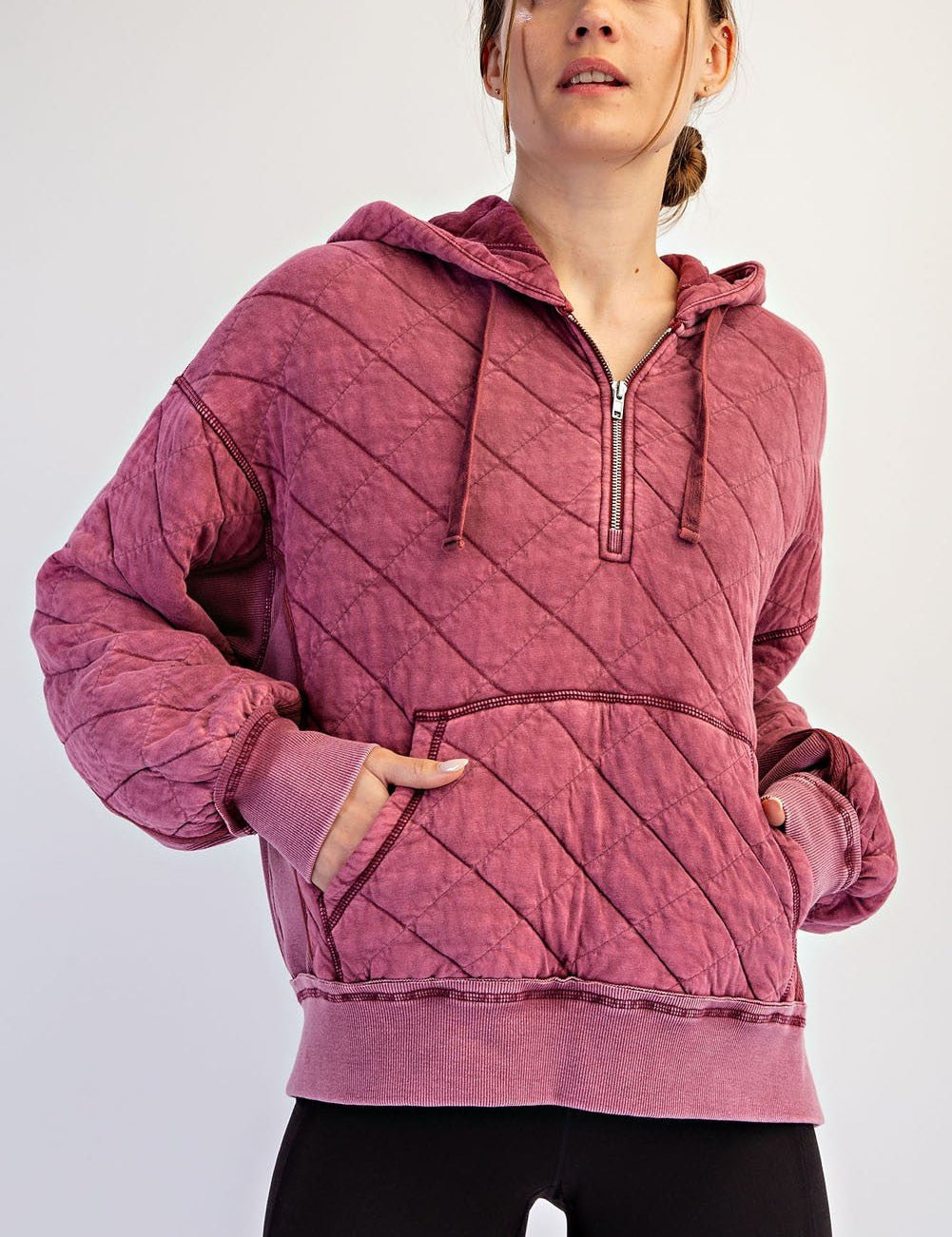 Stratton Washed Quilted Quarter-Zip Hoodie - Westly