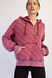Stratton Washed Quilted Quarter-Zip Hoodie - Westly