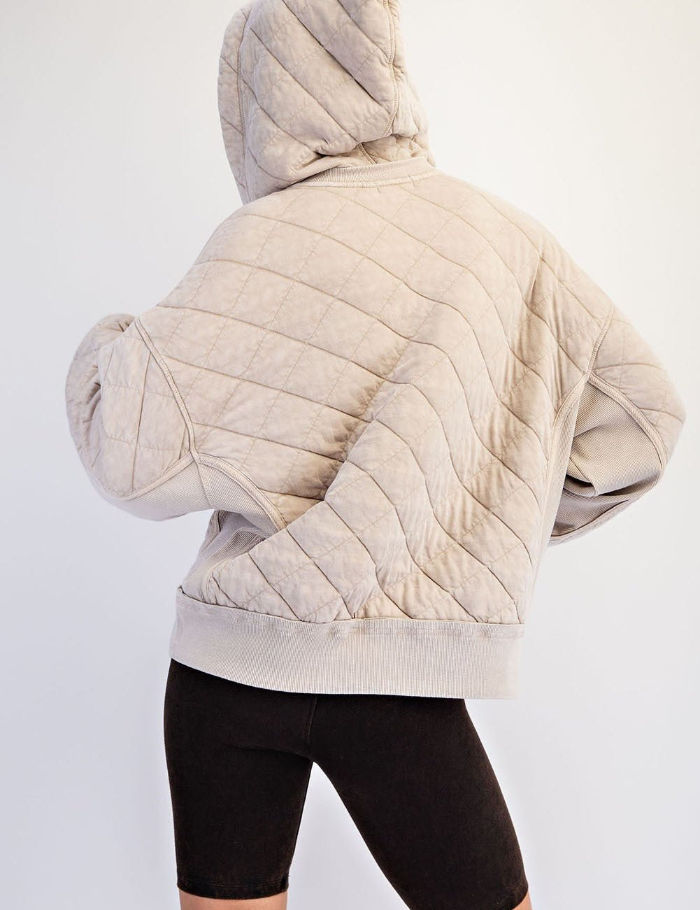 Stratton Washed Quilted Quarter-Zip Hoodie - Westly