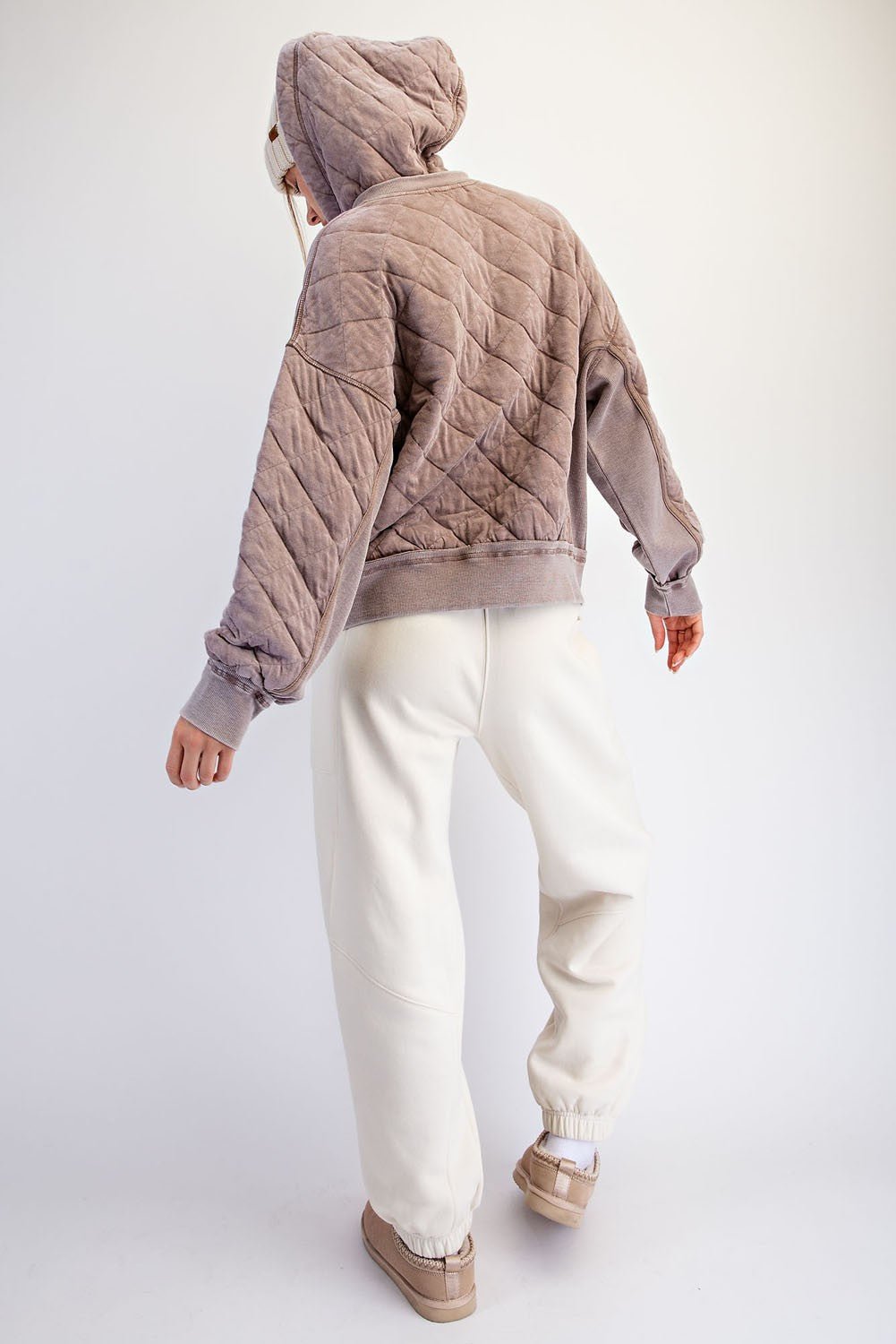 Stratton Washed Quilted Quarter-Zip Hoodie - Westly