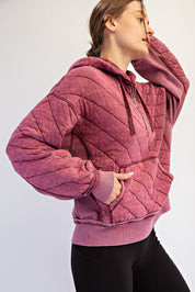 Stratton Washed Quilted Quarter-Zip Hoodie - Westly