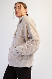 Stratton Washed Quilted Quarter-Zip Hoodie - Westly