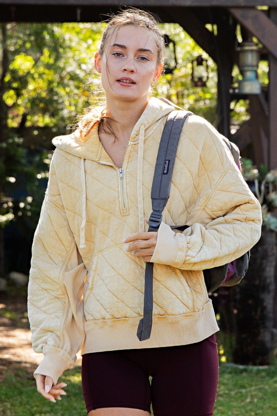 Stratton Washed Quilted Quarter-Zip Hoodie - Westly