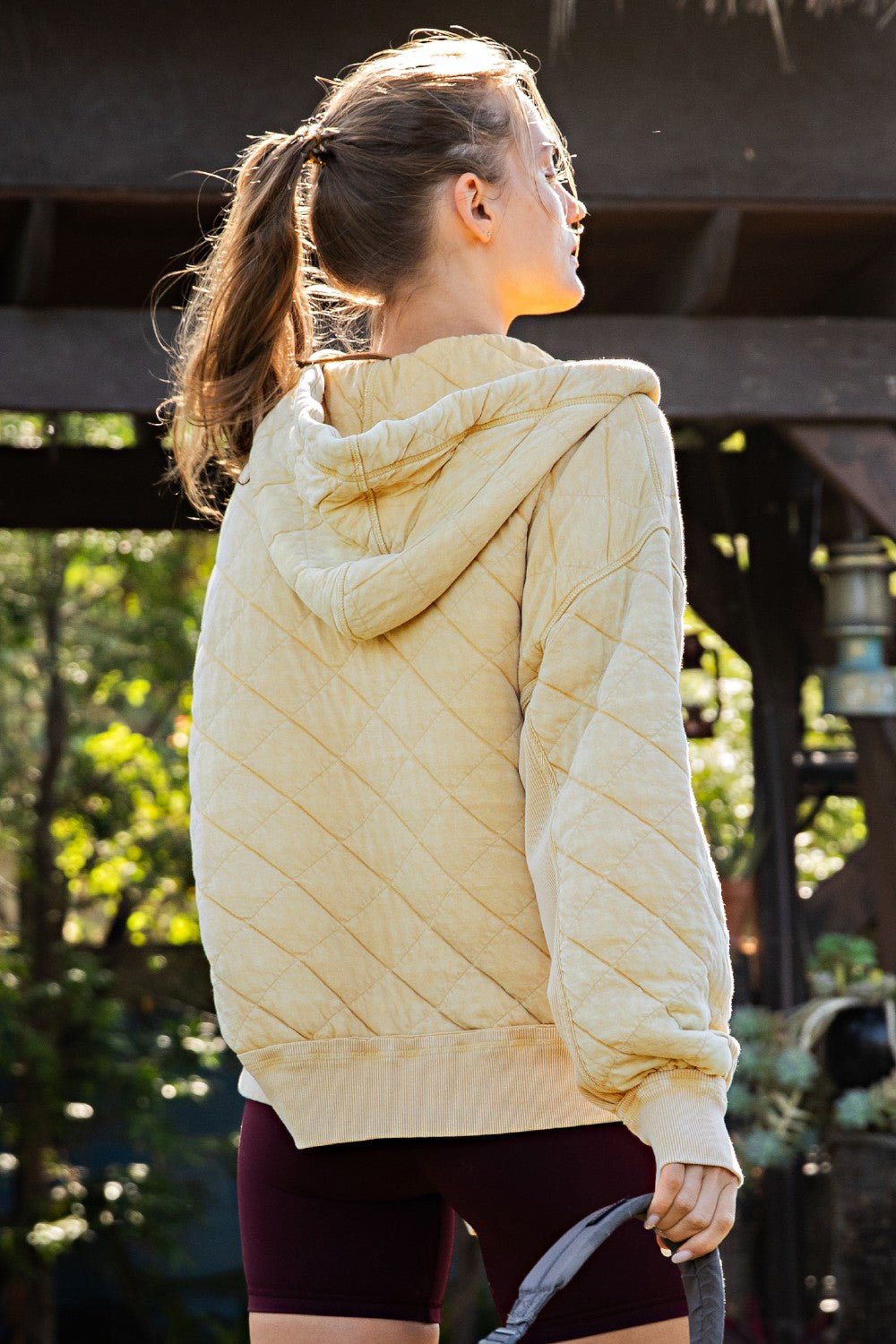 Stratton Washed Quilted Quarter-Zip Hoodie - Westly