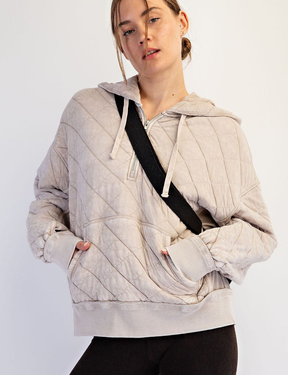 Stratton Washed Quilted Quarter-Zip Hoodie - Westly