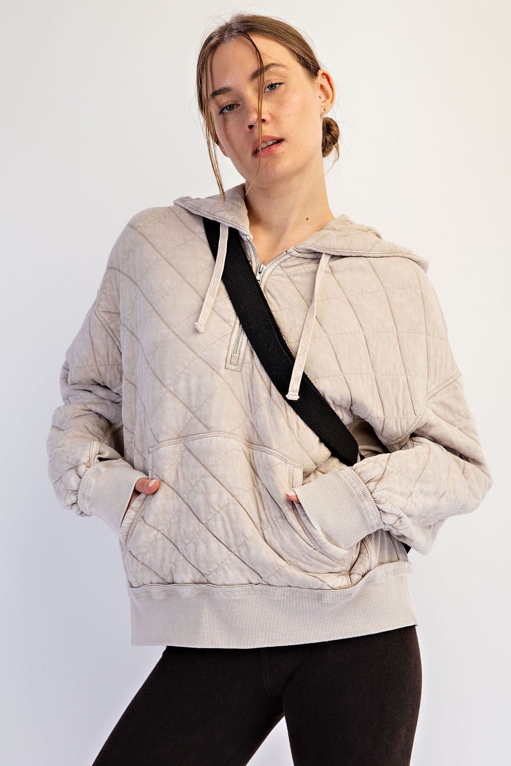 Stratton Washed Quilted Quarter-Zip Hoodie - Westly
