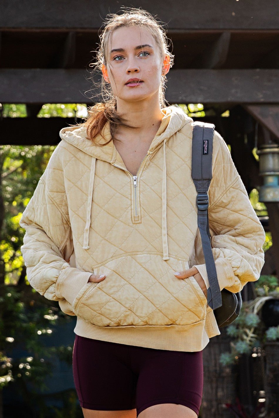 Stratton Washed Quilted Quarter-Zip Hoodie - Westly
