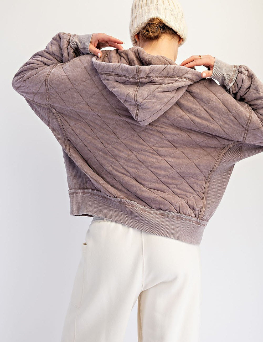 Stratton Washed Quilted Quarter-Zip Hoodie - Westly