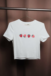 Strawberry Field Baby Tee - White