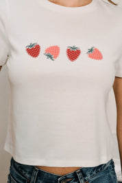Strawberry Field Baby Tee - White