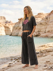 Stretched Flowers Mineral - Washed Cropped Graphic - Westly