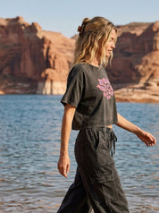 Stretched Flowers Mineral - Washed Cropped Graphic - Westly